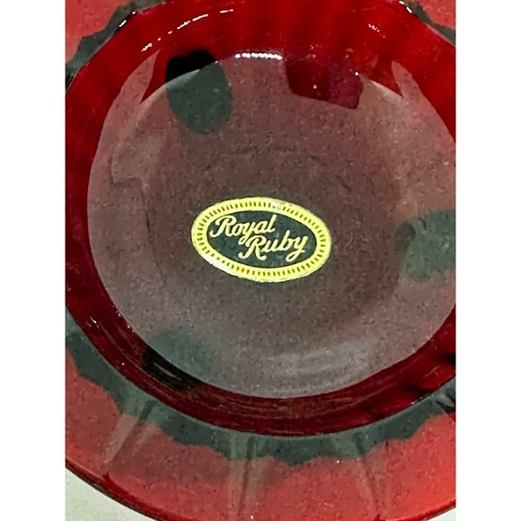 Vintage Anchor Hocking Royal Ruby Red Glass Ashtray 4" Footed Trinket Dish MCM - Picture 2 of 6